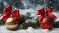 Festive Jingle: Sleigh Bells and Red Ribbons Royalty Free Stock Photo