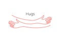 Embrace icon, arms hugging vector illustration, hands hug linear vector logo template. Care, love and charity symbol