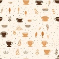 Cozy Coffee Love: Warm Monochromatic Seamless Pattern of Coffee Elements