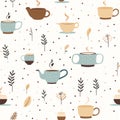 Cozy Coffee Love: Warm Monochromatic Seamless Pattern of Coffee Elements