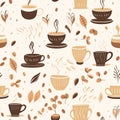 Cozy Coffee Love: Warm Monochromatic Seamless Pattern of Coffee Elements