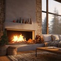Modern Elegance: Contemporary Living Room with a Cozy Fireplace