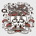 Barbell Skull Head: Strength and Power Illustration for Fitness Rebels