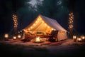 Embrace the Serenity A Cozy Camping Experience with Soft Glow and Nature\'s Tranquility. created with Generative AI