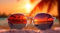 Golden Hour Reflections: Sunglasses and Sunsets - Generative AI