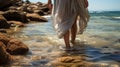 Footprints in the Sand: Tranquil Barefoot Beach Stroll