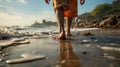 Footprints in the Sand: Tranquil Barefoot Beach Stroll