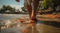 Footprints in the Sand: Tranquil Barefoot Beach Stroll