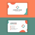 Simple and clean business card design with orange and cyan-blue color. Flat vector illustration. Royalty Free Stock Photo