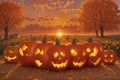 Captivating Halloween Pumpkin: A Glimpse of Autumn's Delight and Spooky Charm in a Vibrant and Festive Seasonal Image