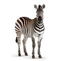 Zebra standing isolated on white background. 3D illustration,