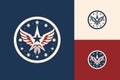 USA Flag And Eagle Wings Logo: Circle Shape Vector Logotype