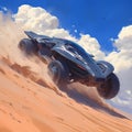 Desert Thrills: Advanced Futuristic Vehicle on Sand Dunes