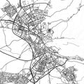 Granada Spain City Monochrome Black and White Minimalist Street Road Aesthetic Decoration Map