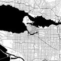 Vancouver Canada City Monochrome Black and White Minimalist Street Road Aesthetic Decoration Map