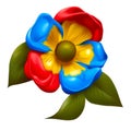 Radiant Harmony: Cherokee Rose in Blue, Red & Yellow Blooms. Royalty Free Stock Photo