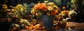 Autumn Still Life with Sunflowers, Lemons, and Oranges (AI generated) Royalty Free Stock Photo