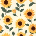 Embrace the warmth and joy of summer with this minimalistic seamless pattern featuring sunflowers.