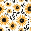 Embrace the warmth and joy of summer with this minimalistic seamless pattern featuring sunflowers.