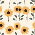 Embrace the warmth and joy of summer with this minimalistic seamless pattern featuring sunflowers.