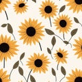 Embrace the warmth and joy of summer with this minimalistic seamless pattern featuring sunflowers.