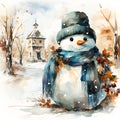Frosty Whimsy - Watercolor Snowman Delight