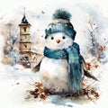 Frosty Whimsy - Watercolor Snowman Delight