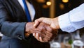 Business handshake of senior age businesspeople