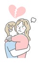 Embraces loving couple vector illustration | angry, upset