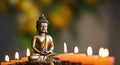 Embracing Buddha and Candles in Religious Devotion. Generative AI Royalty Free Stock Photo