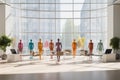 Embracing Diversity: A Welcoming Circle of Ethnic Mannequins in a Modern Office