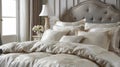 Embracing the luxuriousness of silk this bedding set boasts a luminous sheen and a delicate intricate pattern adding Royalty Free Stock Photo