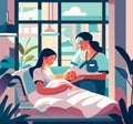 Embracing New Life: A Peaceful Scene in the Maternity Ward