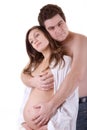 Embracing pregnancy Royalty Free Stock Photo