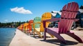 Embracing Relaxation in Colorful Muskoka Chairs Royalty Free Stock Photo