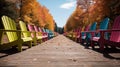Embracing Relaxation in Colorful Muskoka Chairs Royalty Free Stock Photo