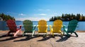 Embracing Relaxation in Colorful Muskoka Chairs Royalty Free Stock Photo