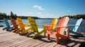 Embracing Relaxation in Colorful Muskoka Chairs Royalty Free Stock Photo