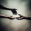 Embracing Shadows: Hands Reaching Out for Mutual Support Royalty Free Stock Photo