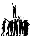 Embracing student friends waving hands vector silhouette isolated on white. Happy boys and girls tourists hand wave saying hi.