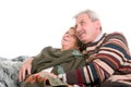 Embracing woman in her fifties Royalty Free Stock Photo