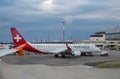 Embraer ERJ-190LR of Helvetic Airways landed at Geneva airport. Royalty Free Stock Photo