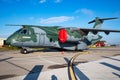 Embraer KC-390 Millennium. Military transport plane at air base. Air force flight operation. Aviation and aircraft. Air lift. Royalty Free Stock Photo