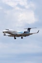 Embraer Legacy 650 large business jet aircraft N671EE on approach to land at Avalon Airport Royalty Free Stock Photo