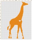 Embroider animal giraffe for an embroidery hands a cross