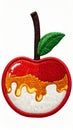 Embroidered Apple Applique with Red Top Caramel Middle and White Bottom Royalty Free Stock Photo
