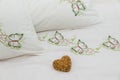 Embroidered bedding Royalty Free Stock Photo