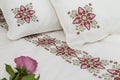 Embroidered bedding Royalty Free Stock Photo