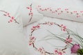 Embroidered bedding Royalty Free Stock Photo