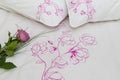 Embroidered bedding Royalty Free Stock Photo